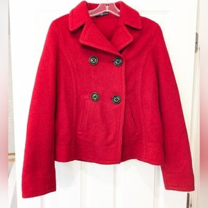 The Gap Women's Peacoat Y2K Red Double Breasted Wool Blend Mohair Lined Jacket M